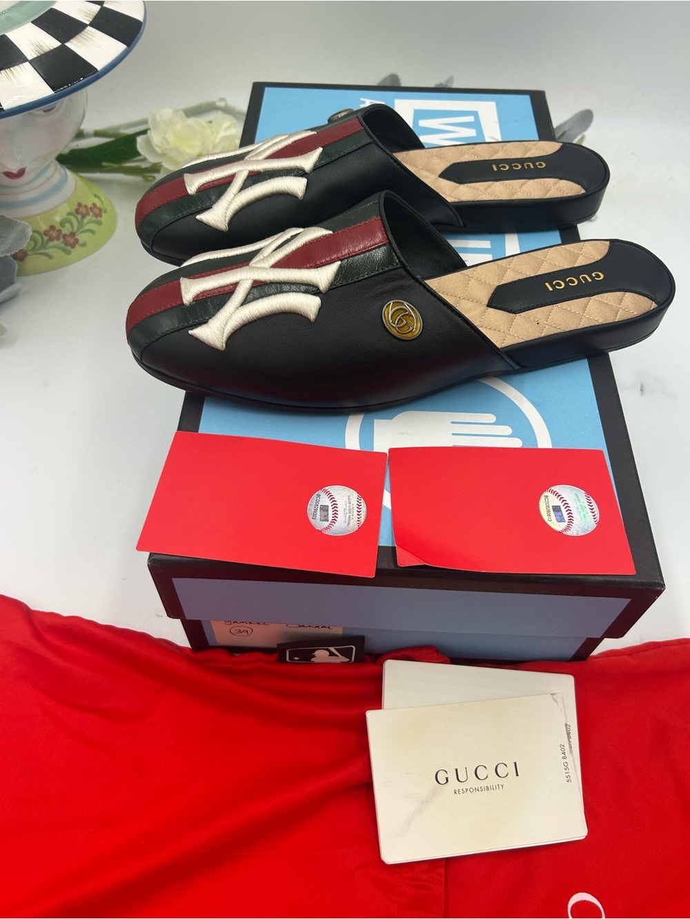 Women's Gucci X New York, Yankee mules size 39 made in Italy - Picture 6 of 10